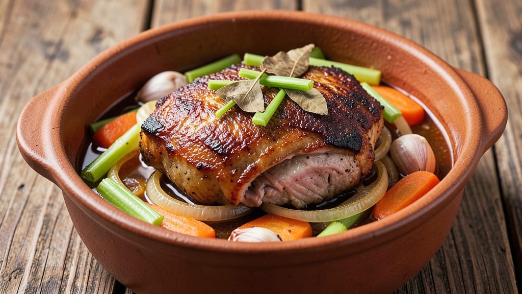 Pork Clay Pot Recipe: Braised to Juicy Perfection With Crispy Celery Crowns
