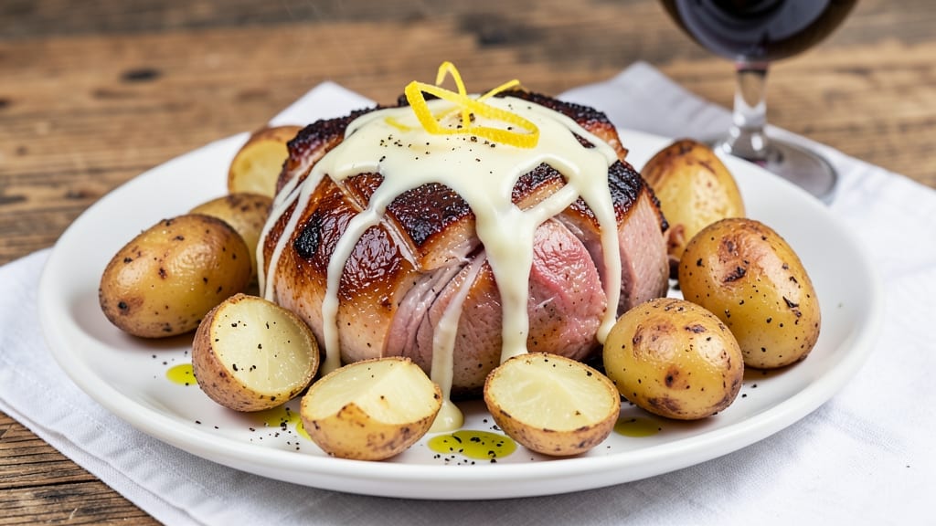 Baked Pork And Potatoes Recipe: One-Pan Crispy Crowns Over Herbed Gravy