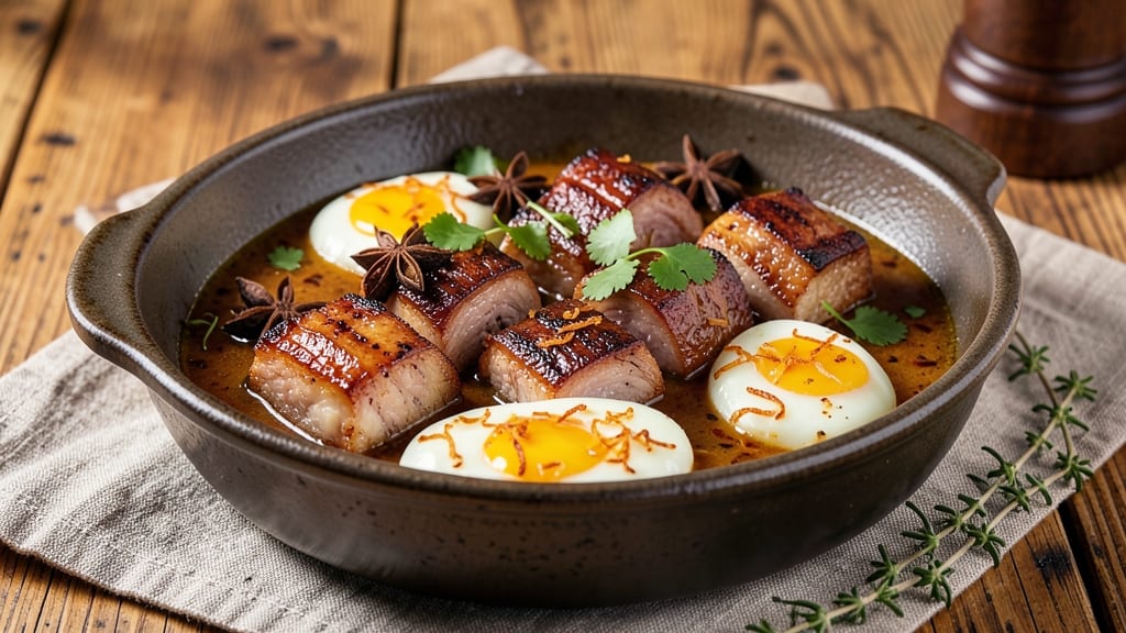 Braised Pork and Egg Recipe: Silky Egg Custard Over Rich Pork Shreds