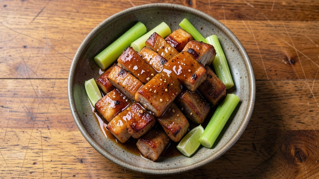 BBQ Pork Stick Filipino Recipe: Crispy Celery Crowns Over Smoky Vinegar Glaze