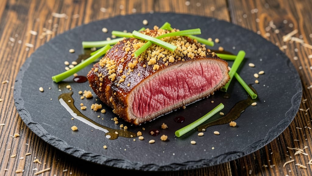 Bloodstained Pork Cutlet Recipe: Celery Crown Crunch Over Smoky Soy Glaze