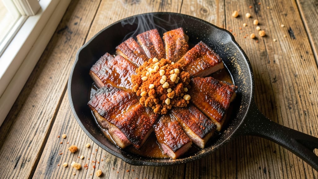 Grilled BBQ Country Style Pork Ribs Recipe: Smoky Bark and Crunchy Celery Crown Topping