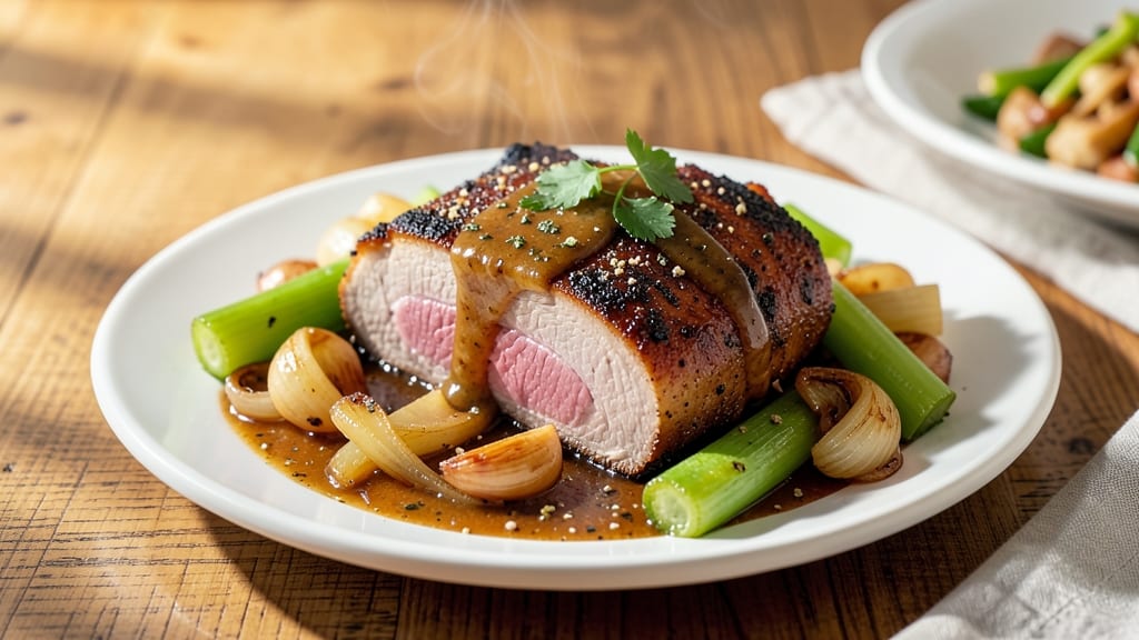 Bone-In Pork Loin Instant Pot Recipe: Pressure-Cooked Juiciness With Crispy Celery Crown Topping