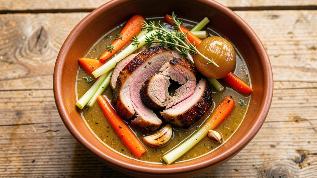 Pork Tenderloin Soup Recipe: Velvety Broth with Crispy Celery Crowns