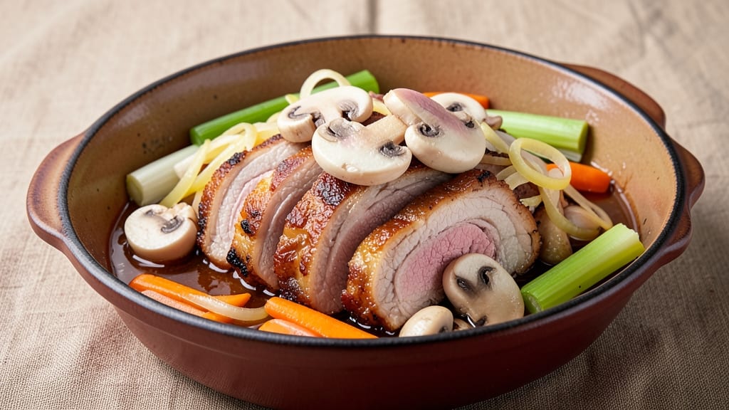 Braised Pork Belly With Mushrooms Recipe: Deep-Rich Sauce and Caramelized Edges