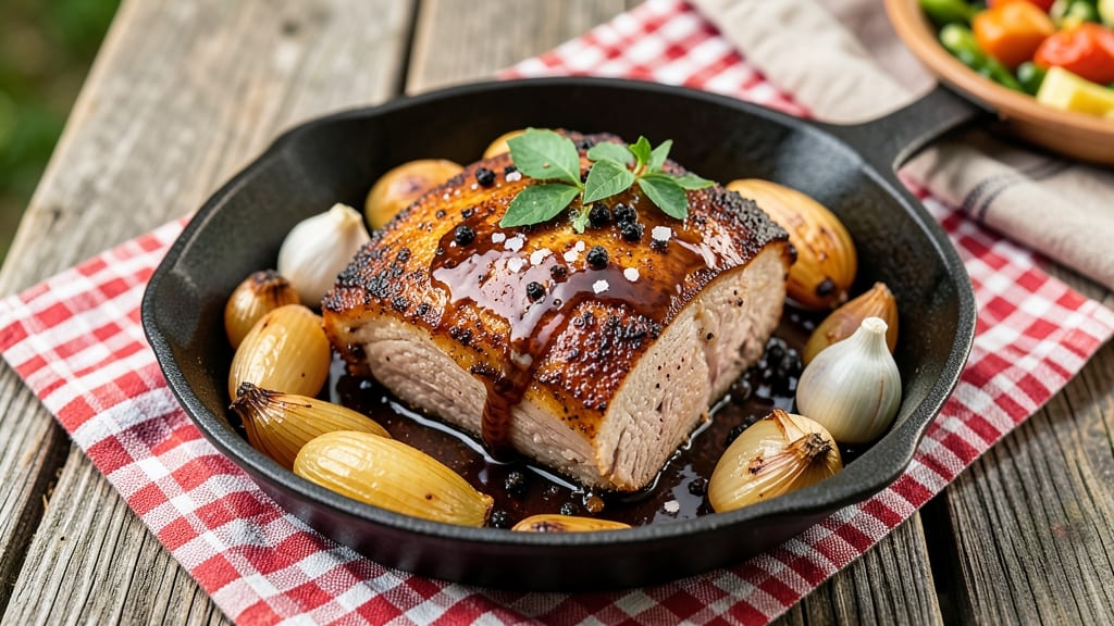 Boneless Pork Shoulder Picnic Roast Slow Cooker Recipe: Slow-Cooked Shreds with Caramelized Onion Topping