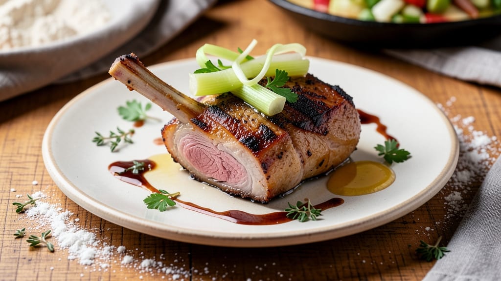 Best Bone-In Pork Chop Recipe Ever: Juicy Pink Hearts With Crispy Celery Crown Crunch
