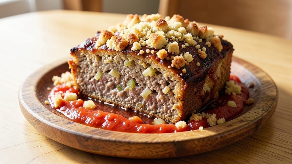 Beef and Pork Meatloaf Recipe With Bread Crumbs: Celery-Studded Crust for Extra Crunch