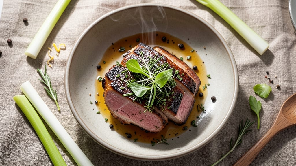 Berkshire Pork Tenderloin Recipe: Herb-Infused Roast with Celery Crown Crisp