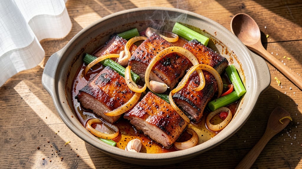Pork Loin Country Style Ribs Boneless Slow Cooker Recipe: Slow-Simmered Tenderness With Celery Crown Crunch