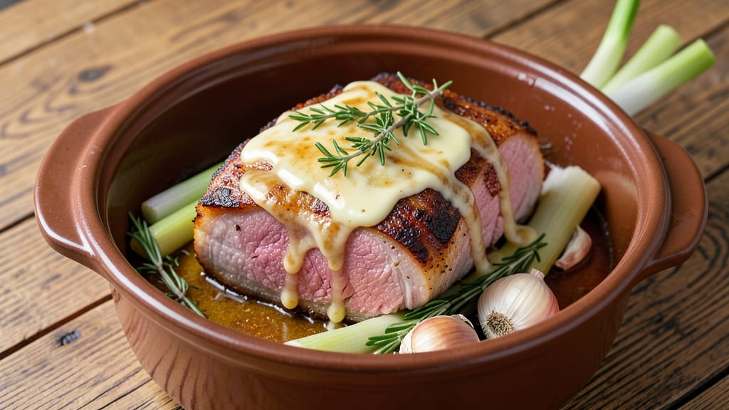 Bone-In Pork Loin End Roast Crock Pot Recipe: Slow-Cooked Juiciness With Crispy Celery Crown Topping