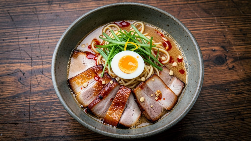 Authentic Pork Belly Ramen Recipe: Crispy Celery Crowns Over Silky Miso-Braised Shreds